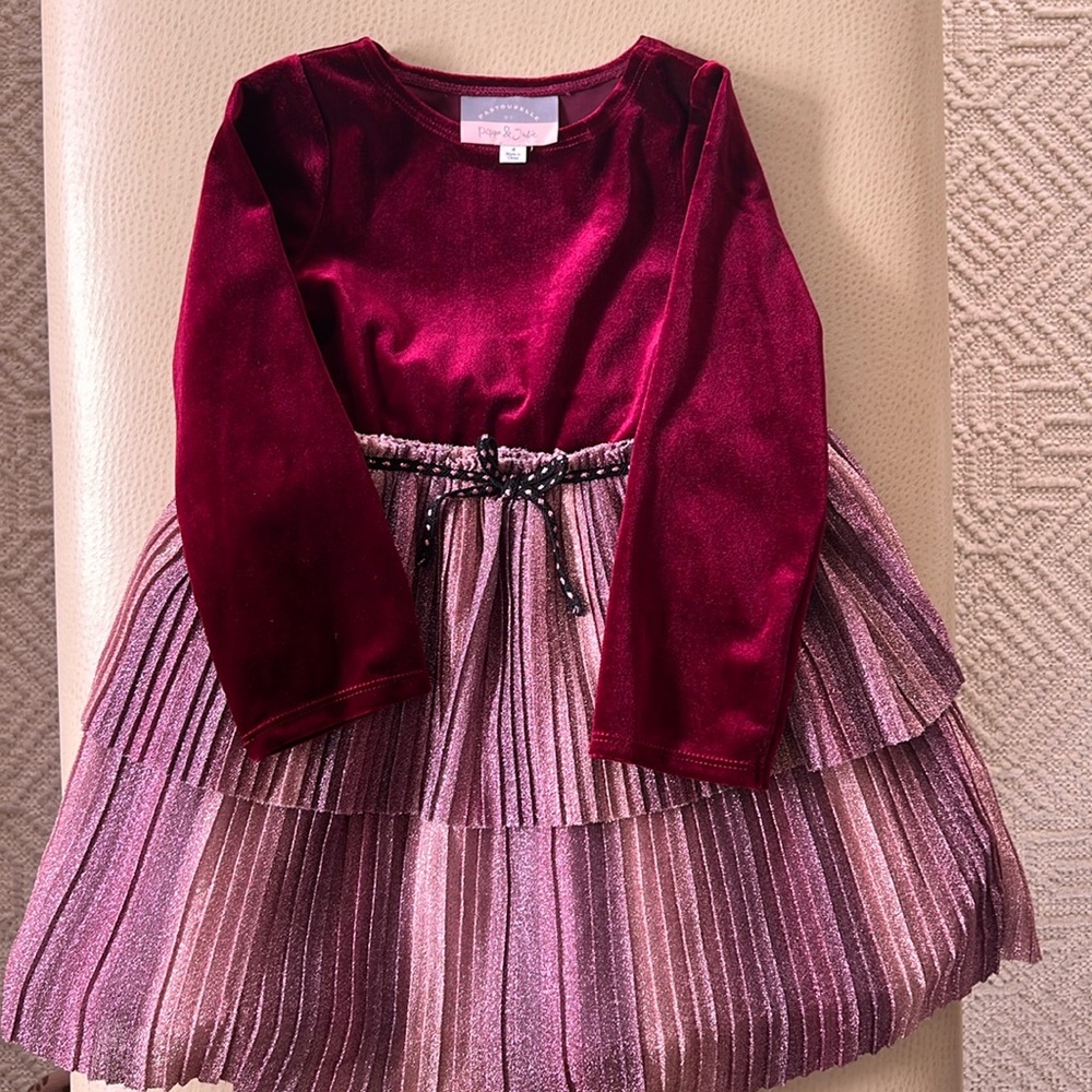 Pippa and Julie red velvet dress